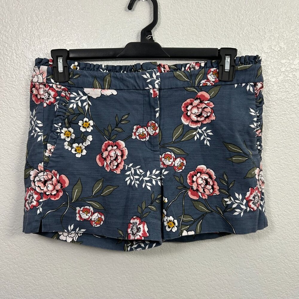 LOFT Floral 4" Canvas Ruffle Shorts